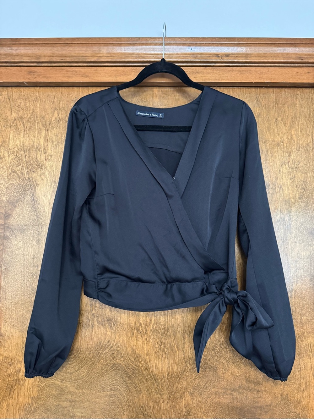 Abercrombie & Fitch Black Wrap Tie-Side Blouse